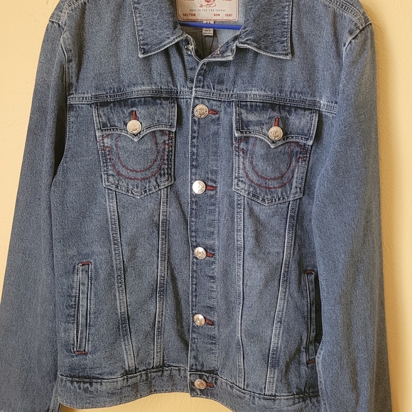 True Religion Red and Blue Graphic Denim